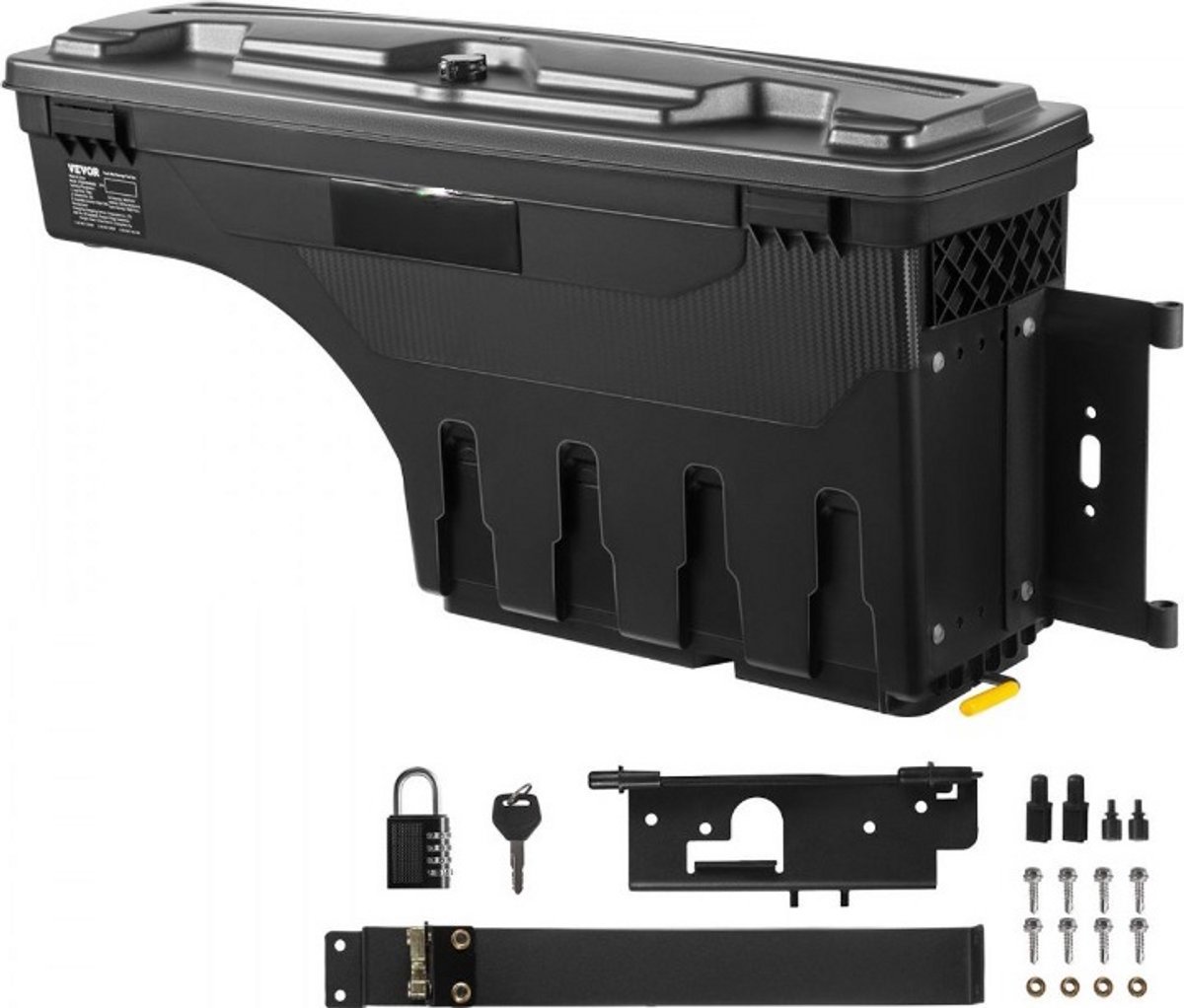 WNHB® Truck opbergbox met slot - Waterdichte ABS wielkast gereedschapskist 20 liter - Past op Tundra 2007-2021 bestuurderszijde zwart