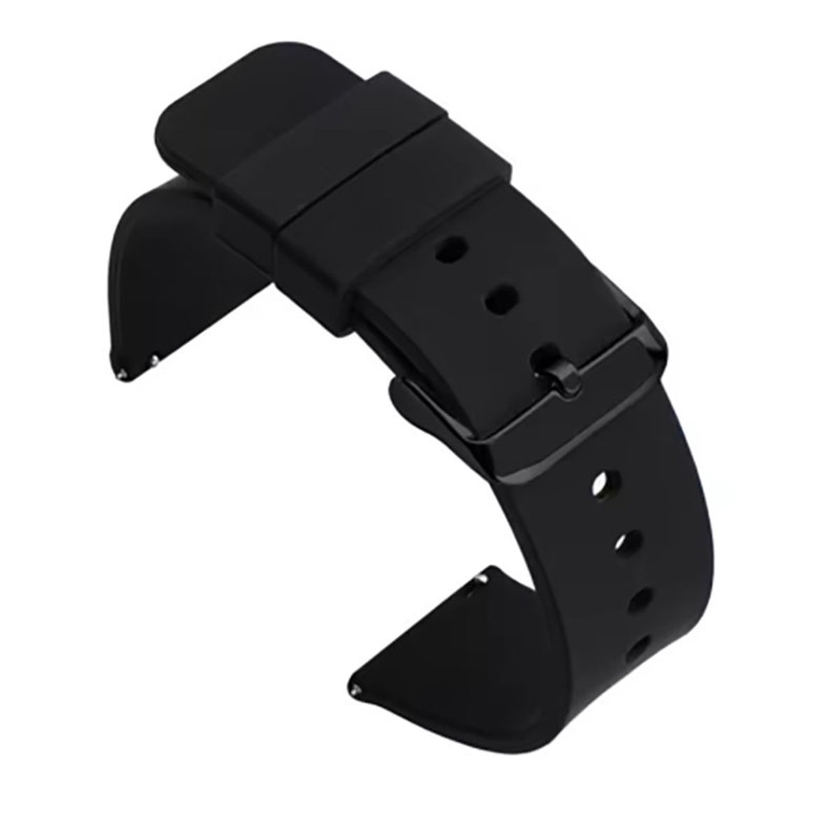 Siliconen Horlogeband - 18MM - Zwart met Zwarte gesp - Horlogebandje