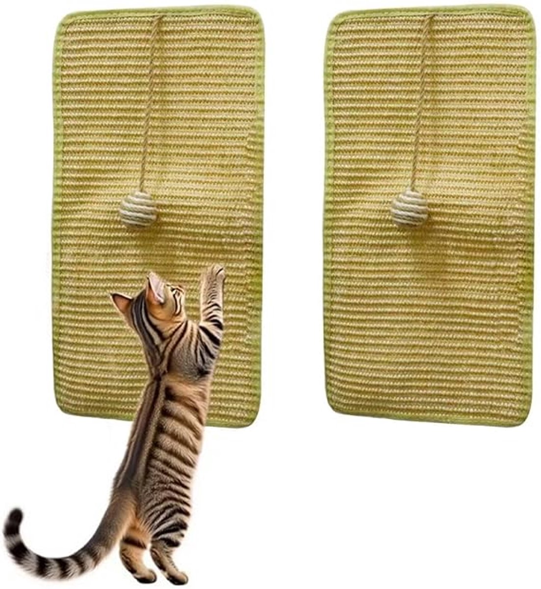 Krabmat voor katten, 2 stuks, kattenkrabmat, sisal, krabmat voor katten, plakband, 50 x 25 cm, mat beschermt tapijten en banken met balspelletjes