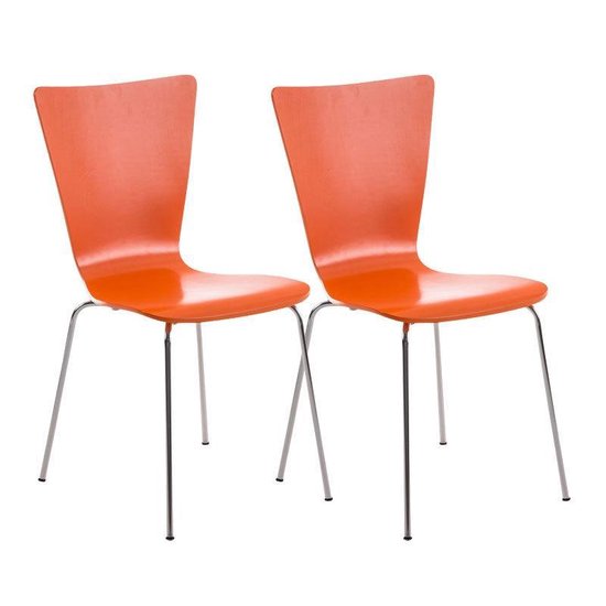 Clp Visitor chair AARON chaise de cuisine, chaise de conférence - avec assise ergonomique en bois - lot de 2 - Orange
