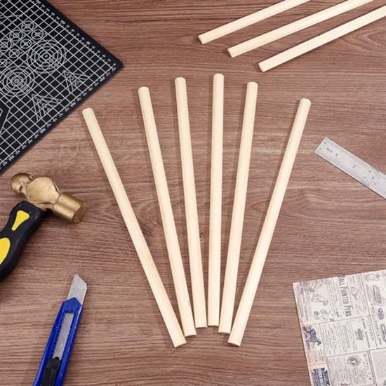 50pcs Split Wood Dowel Rods, 12