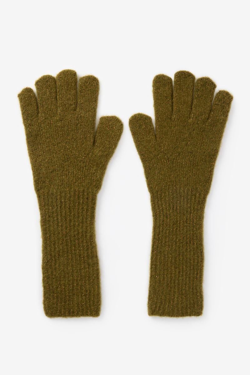 Sissy-Boy - Donkergroene gebreide handschoenen met lurex - One size