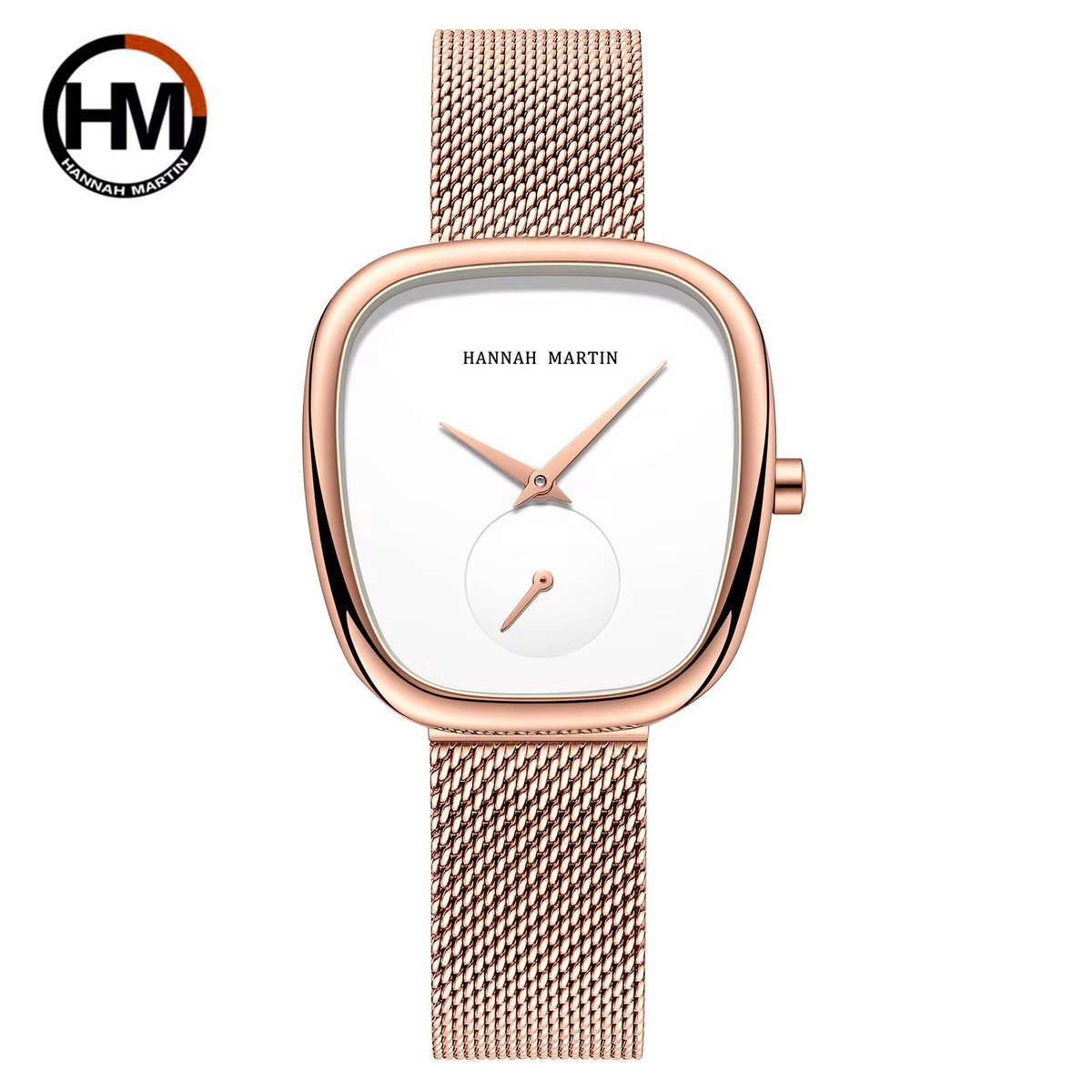 Hannah Martin Elegante Horloge | Rose | Witte Wijzerplaat | Dames Horloges | 34 MM
