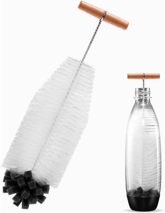Tovbmup Borstel - 32,5 cm - Perfect geschikt voor SodaStream-flessen van glas en Duo-plastic - Met stevige haren en een zachte spons - Zorgt geschikt voor een krachtige reiniging zonder de fles te beschadigen van Merkloos — afbeelding 4