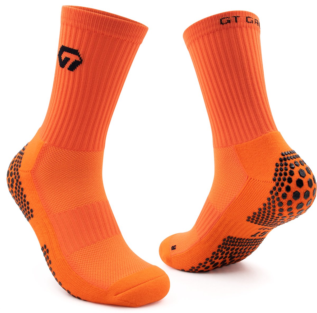 GT GRIP Socks - Gripsokken - Premium - 1 paar - Oranje - Sportsokken - Voetbal gripsokken - Basket gripsokken - Padelsokken - Maat 43-47
