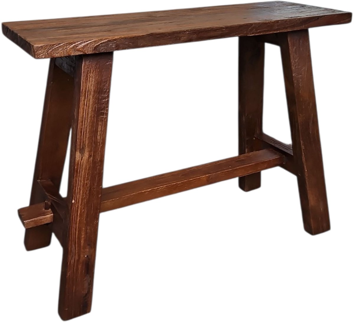 Kruk Teak 60cm Walnoot | Handgemaakt Bankje uit Gerecycled Hout Indonesië