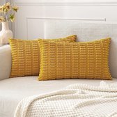 FDTERN 2er Set 40x40 cm Creme Kissenbezüge, Boho Moderne Kordsamt