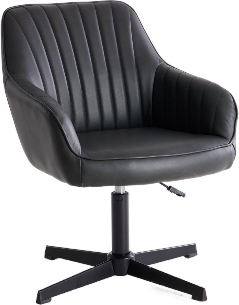 Ergonomische Bureaustoel - draaistoel, Kinderstoel, in hoogte verstelbare make-upstoel, werkkamer, Bureaustoelen voor Volwassenen tot 135kg - Office Chair, voor thuis, slaapkamer, kantoor, studeerkamer, make-up stoel (zwart)