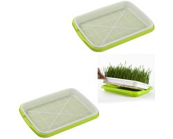 2-Stuks Zaailingschaal - Kiemschaal voor bonenspruiten - Pot voor zaailingen - Kiemschaal zonder aarde - Zaadbewaarschaal - Geschikt voor zaailingen in de buitenlucht, het planten in de keuken thuis en tuinieren op kantoor - Groen