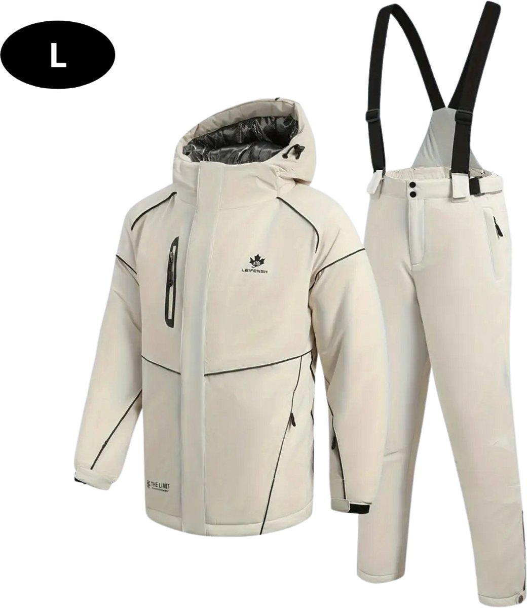 Nivard Ski Suit Skipak SkiBroek Wintersport Skijas Heren 2-Delig Licht Beige