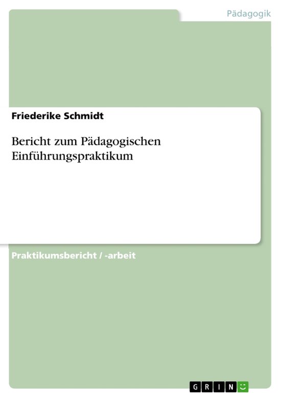 Bericht zum Pädagogischen Einführungspraktikum - cover