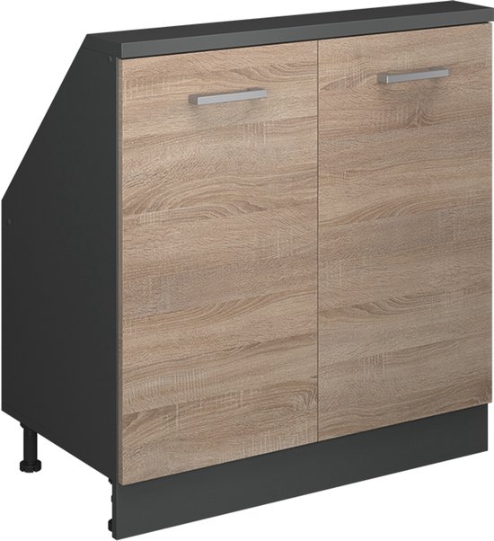 Meuble de cuisine Vicco R- Line pour mur incliné – 80 cm avec 2 portes Sonoma/anthracite