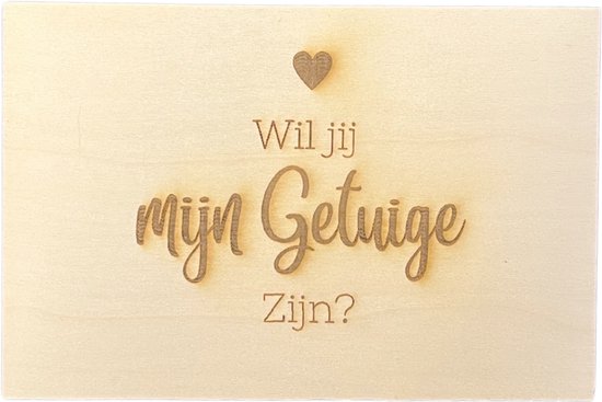 Foto: Houten kaart wil jij mijn getuige zijn 10x15 cm origineel getuigenverzoek cadeau