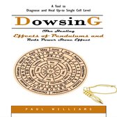 Boekomslag met de titel 'Dowsing: A Tool to Diagnose and Heal Up-to Single Cell Level'. Cirkelvormige wijzerplaat met dagen en maanden, en een gouden pendel.