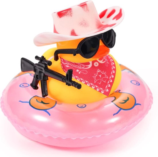 Allecto plus - Grappige Rubber Eend auto accessoires - Autodashboard decoraties met zwemring, muts en sjaal