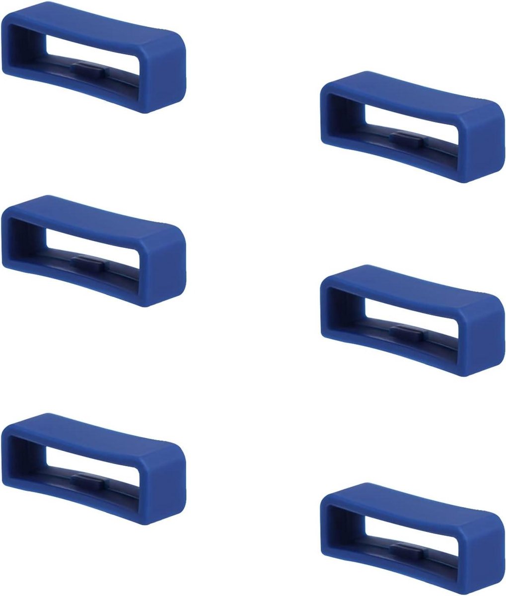 Allecto plus - Set van 6 Siliconen Horlogeband Houders, Vervangende Bevestigingsringen voor Slimme Polsbanden (20mm, Donkerblauw)