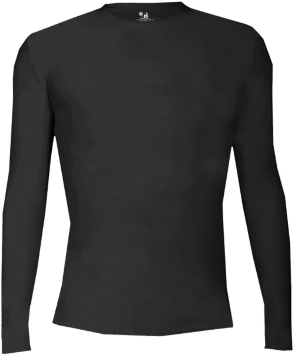 Badger Sports - Pro Compression - Ondershirt - Lange Mouw - Ronde Hals - Jeugd - Zwart - Jeugd M