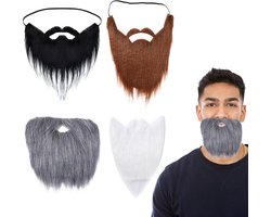 4 stuks - Nepbaard - kunstmatige baarden - nep baarden voor feesten - Halloween baarden - Kerstman baarden - verstelbare elastische touw snorren rekwisieten - accessoires voor rollenspellen - voor Halloween, Kerstmis, cosplay en feestvermomming