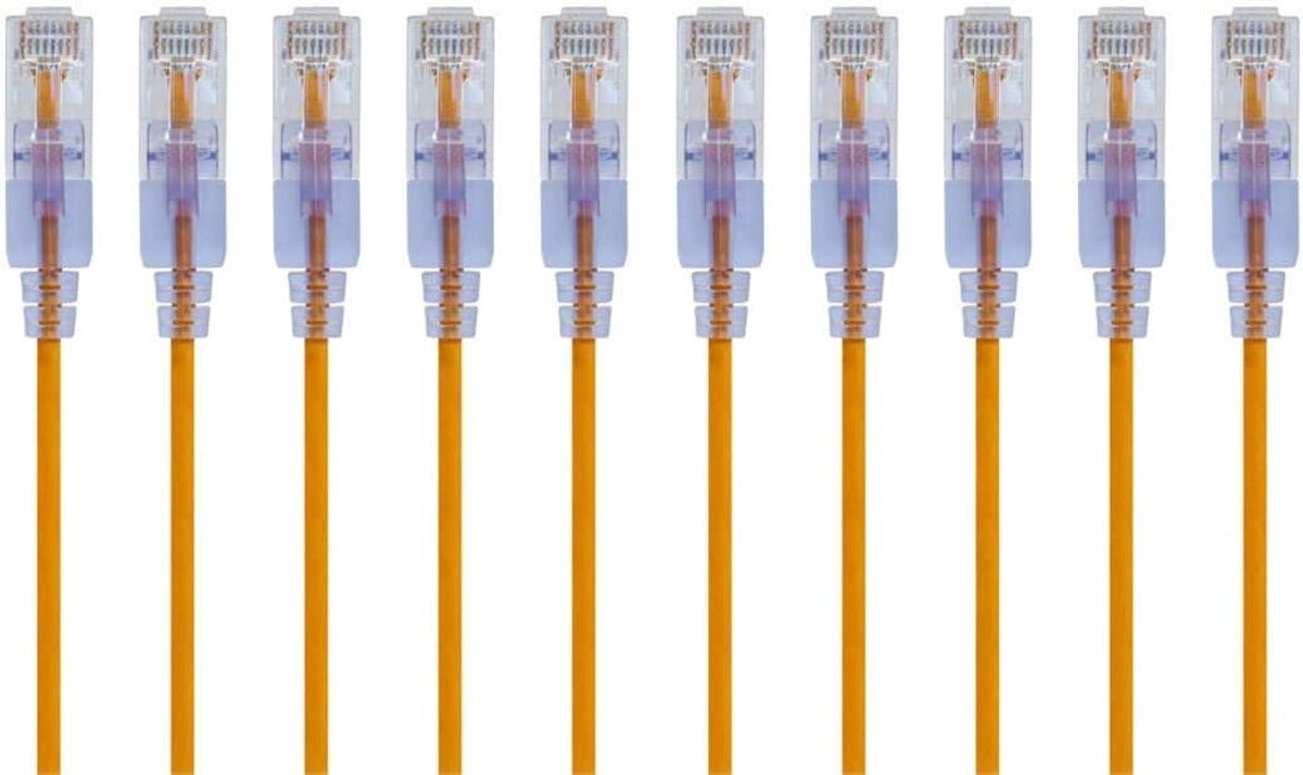 Cat6A Ethernet-patchkabel 10-pack Snagless RJ45 550Mhz 10G UTP 0.5 voet Geel