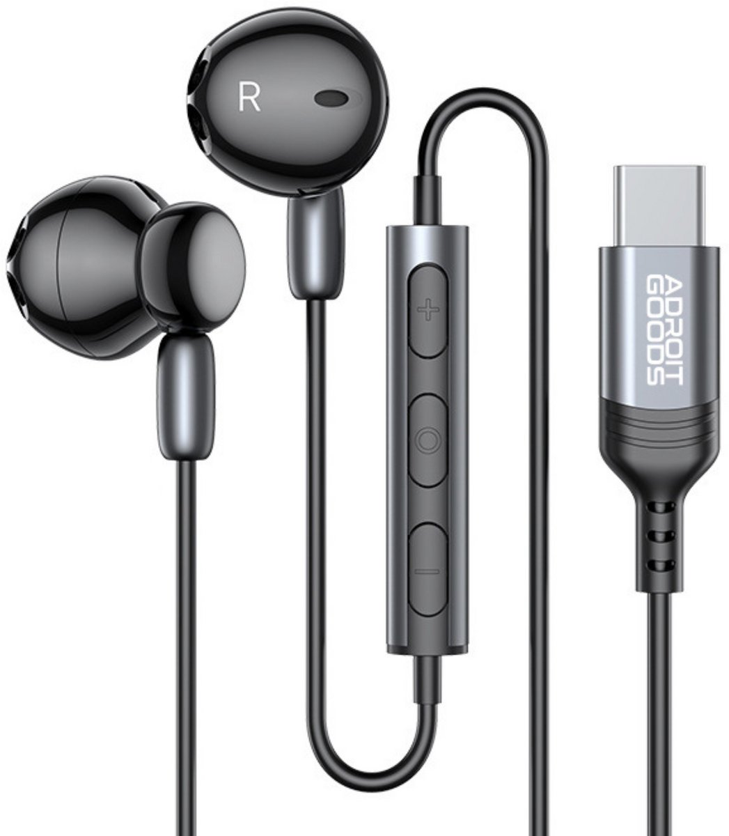 AdroitGoods USB-C Oortelefoons met Microfoon & HiFi Stereo Geluid – Oordopjes/Oortjes Compatibel met USB-C apparaten