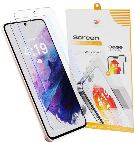 Protecteur d'écran Solutionss4 adapté à Samsung Galaxy S21 – Compatible avec les étuis