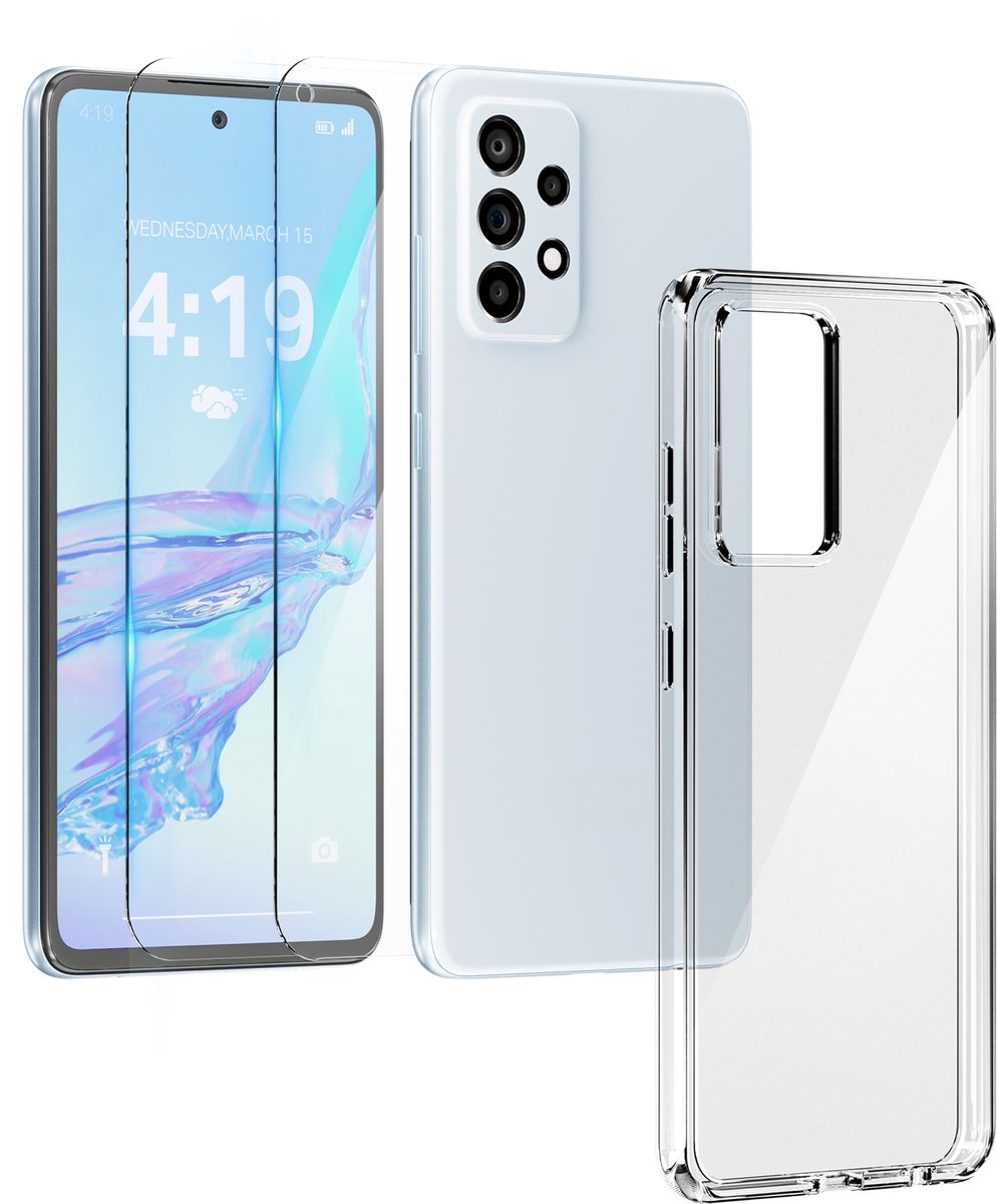 My Case Hoesje geschikt voor Samsung A53 hoes case transparant - 2x screenprotector - beschermglas