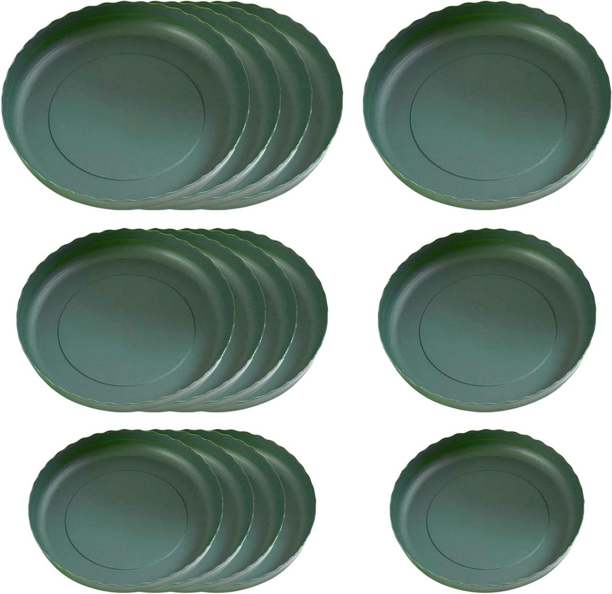 Allecto plus - Plantenschotels Set van 15 Groene Plantenbakjes in 3 Maten (14cm, 16cm, 18cm) - Oppervlaktebescherming voor Huishoudelijke Planten