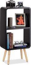 relaxdays boekenkast 2 vakken - boekenrek met houten poten - vakkenkast - kinderkast zwart