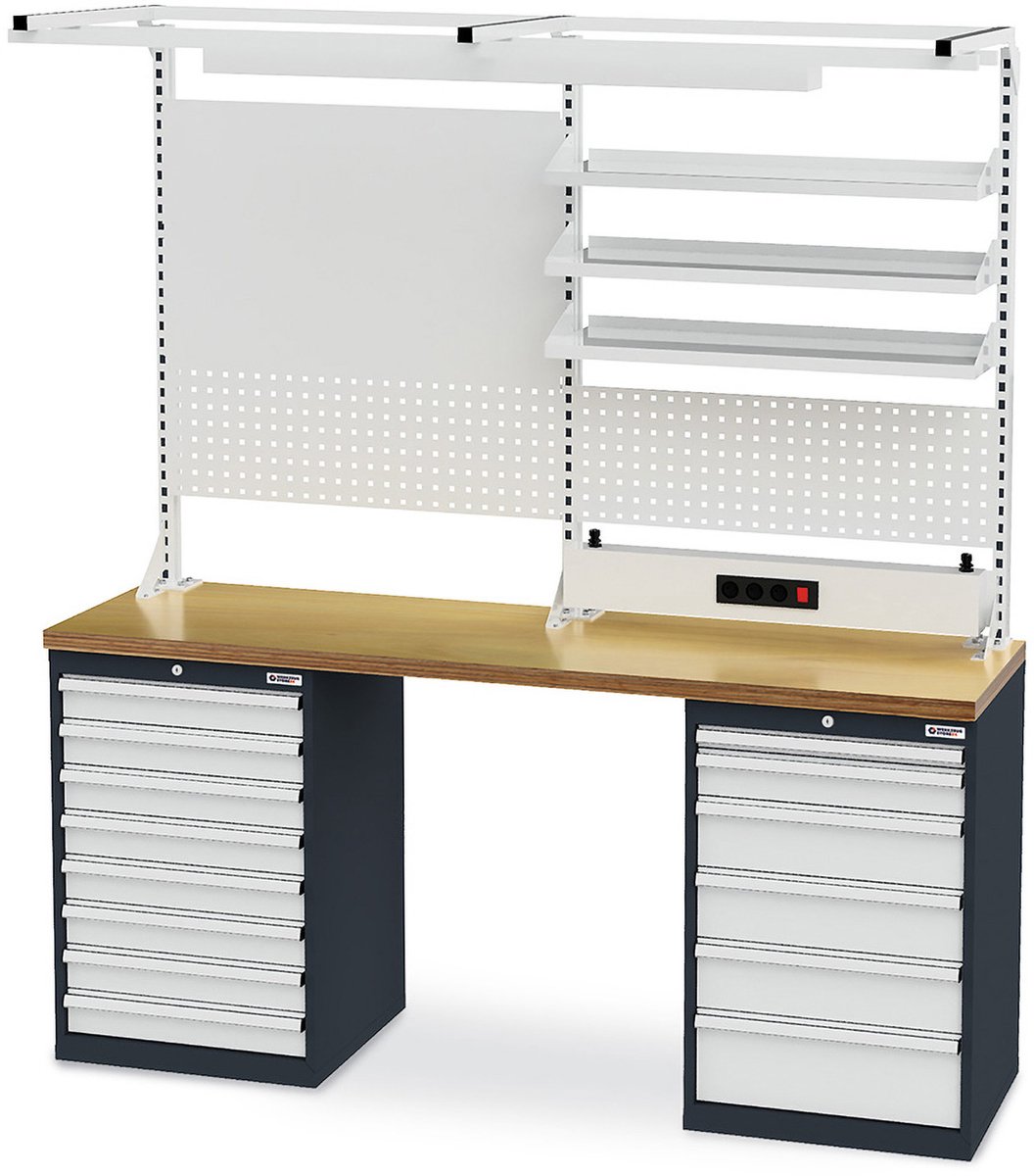 WS24 Reihenwerkbank mit Werkbankaufbau B x T x H 2.000 x 2210 mm - WS24-100215