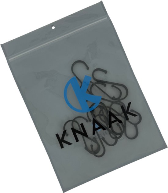Een verpakking met 12 zwarte Knaak S-haken.
