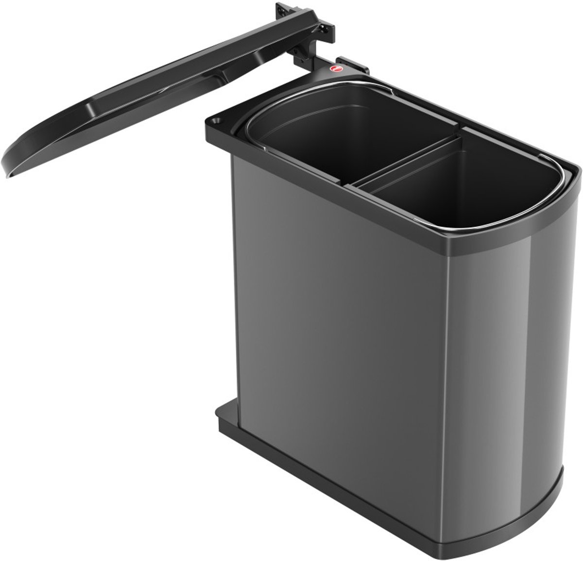 Hailo - Duo - 2x8 liter - inbouw prullenbak (Zwart/Grijs)