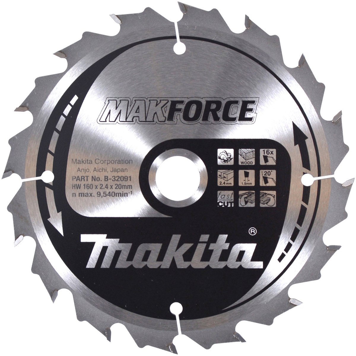Makita MAKFORCE Zaagblad 160x20x16T - B-32091