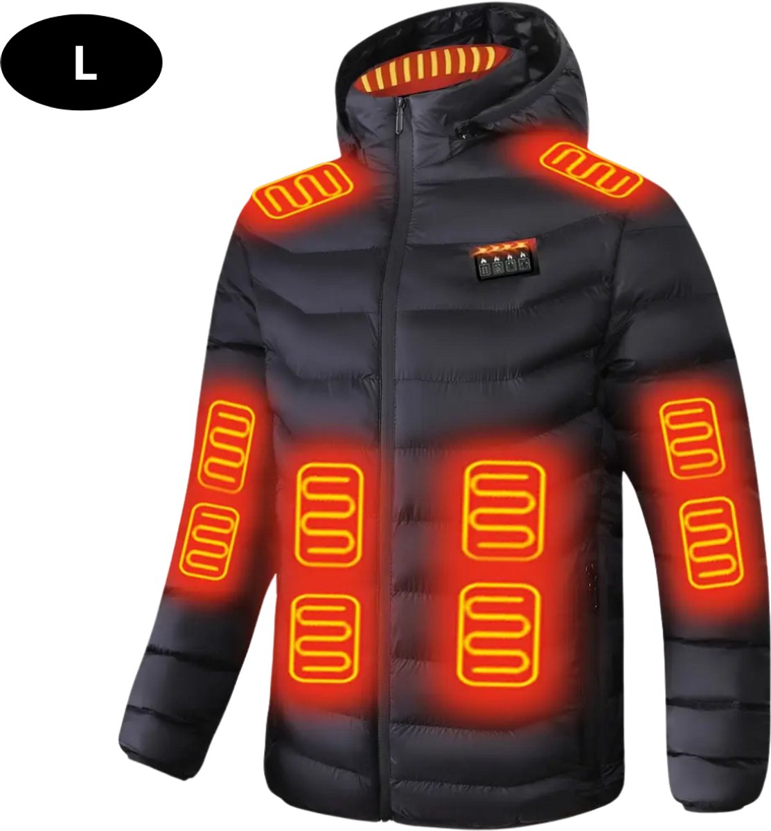 Livano Verwarmde Jas Heating Jacket Thermo Jas Elektrische Kleding Jas Met Verwarming Met Capuchon Heren Zwart