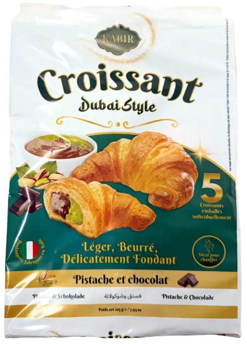 Croissant Pistache & Chocolade – Dubai Style Luxe Gebak (5 stuks)
