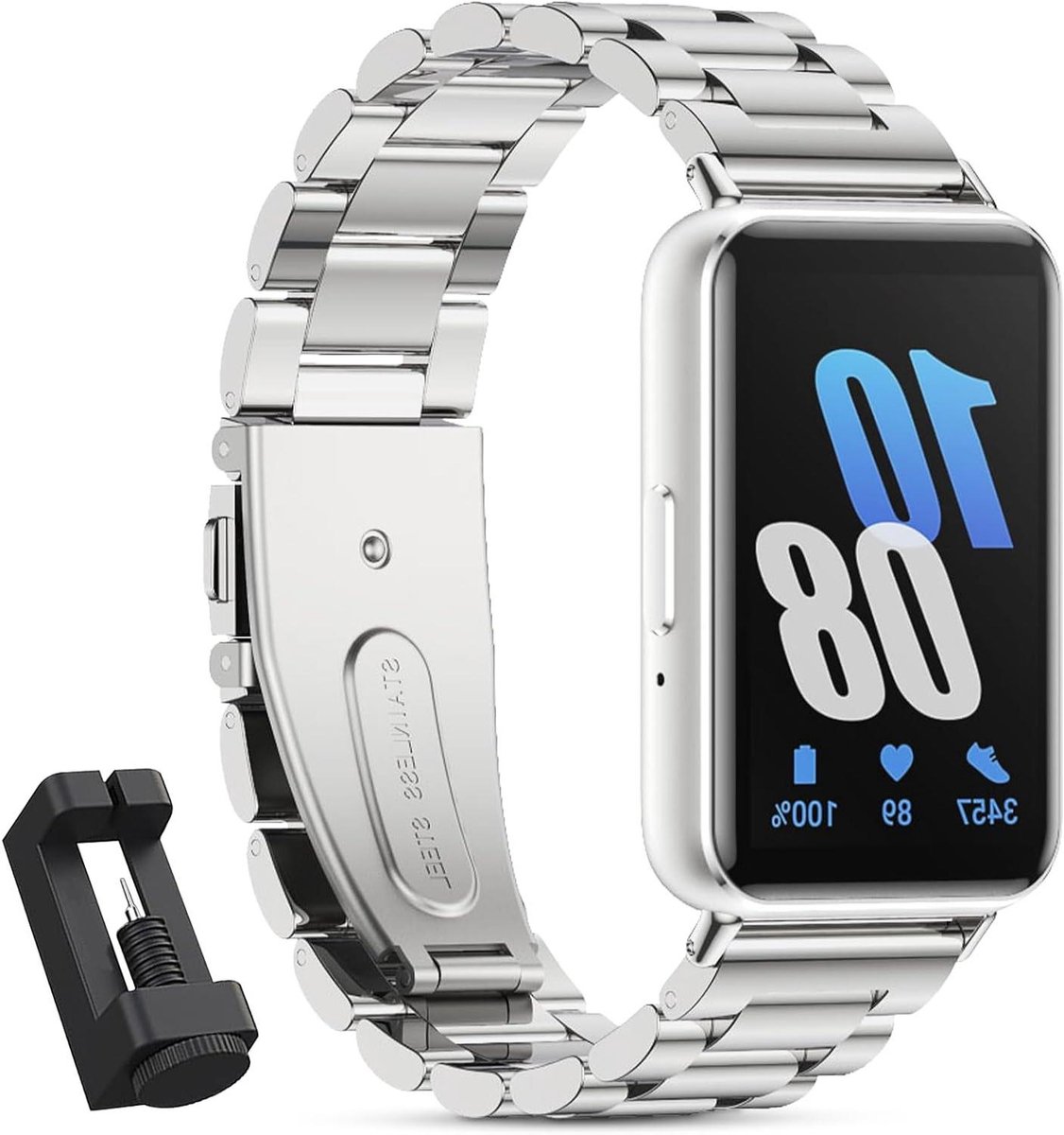 Metalen Band Compatibel Met Samsung Galaxy Fit 3 - Reserveband Zonder Tussenruimte Verbeterde titel: Metalen Band Voor Smartwatch - Compatibel Met Samsung Galaxy Fit 3 - Stijlvolle Reserveband