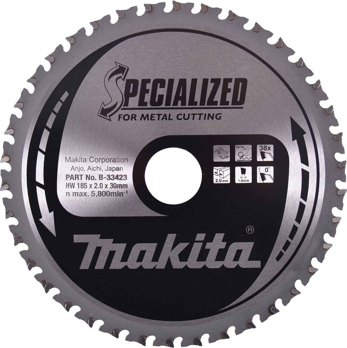Makita B-33423 Cirkelzaagblad Staal | Specialized | 185 x 30 mm | 38-tands