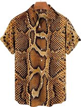 Slangenprint Blouse - Tijgerprint T-shirt - Korte mouwen Shirt - Slang - Heren