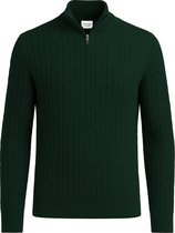 Vercate - Pull Demi Zippé / Quarter Zip - Mélange de Cachemire - Pull Torsadé - Coupe Classique - Vert Foncé - Taille S