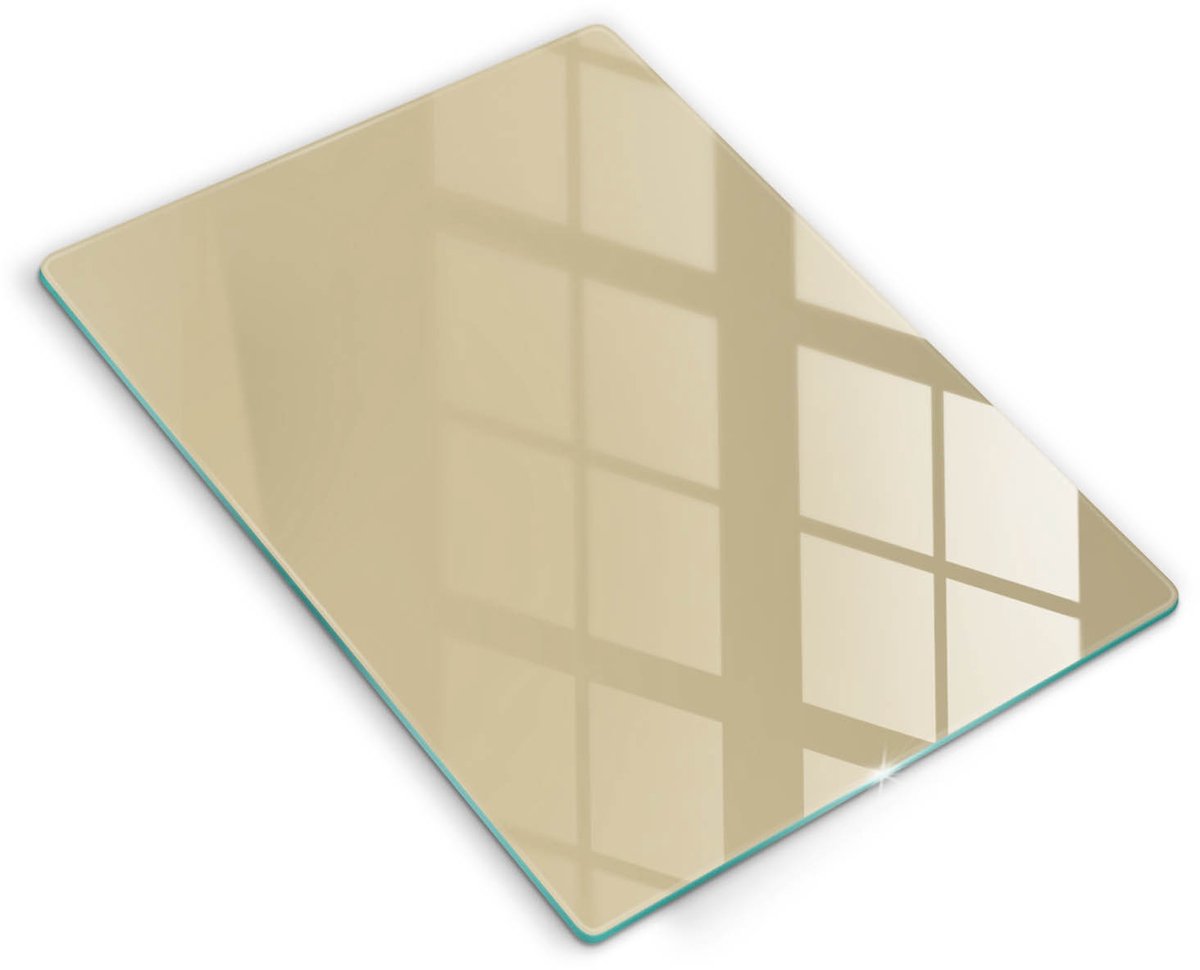 Wallfluent Glazen Snijplanken - Beige Snijplanken Glas - 40 cm x 52 cm - Beige Snijplanken van Glas - Glazen Snijplank - Glazen Snijplank Voor Keuken - Antislip Glazen Snijplank