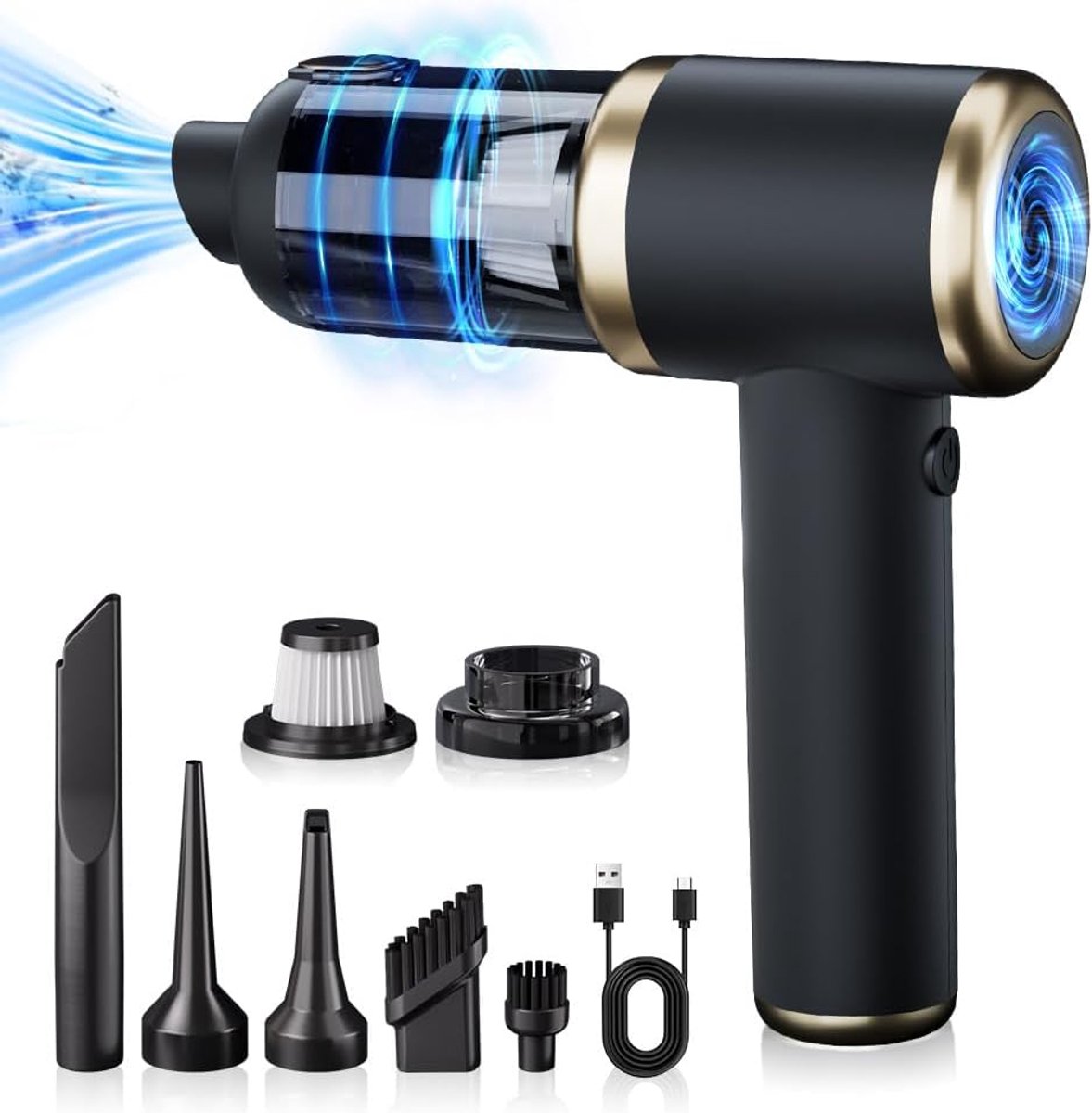 Draadloze Handstofzuiger Draagbaar Zwart voor Auto en Thuis