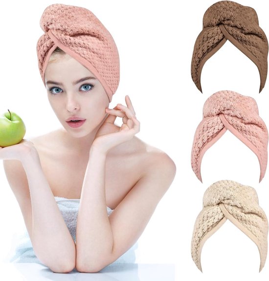 Inovra - Microvezel Haarhanddoek Wrap, 3-Pack Haartulbanden voor Nat Haar 65x25 cm - Ultradikke Zachte Plopping Hoofdhanddoek Sneldrogend - Super Absorberende Krullende Haarhanddoek voor Vrouwen Meisjes - Haarverzorging Accessoires