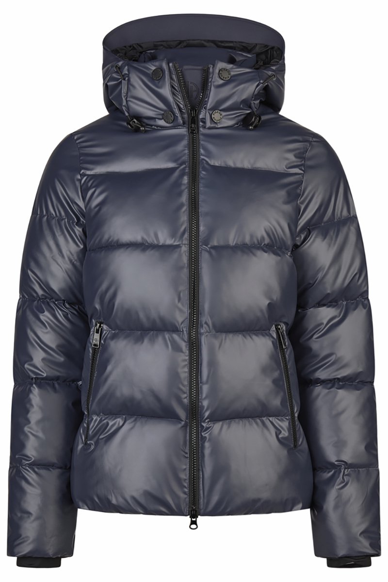 Veste équestre Femme Pikeur – Bleu Matelassé – Capuche Fausse Fourrure – Taille 38