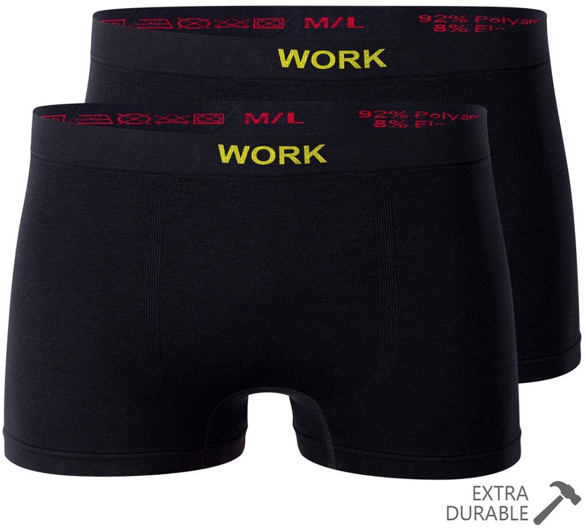 WORK - boxershorts heren - M/L - 2-pack - naadloos, sneldrogend & zacht