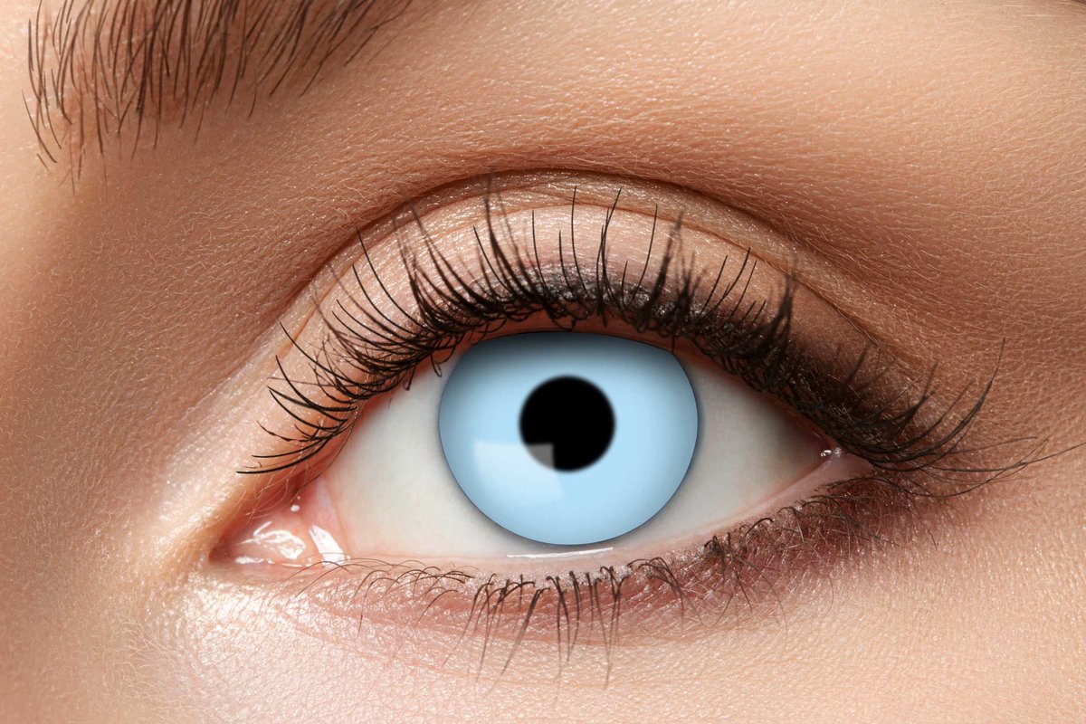 Eyecatcher Lichtblauwe Kleurlenzen – Weeklenzen Zonder Sterkte – Voor Vampiers, Geesten & IJzige Blikken – Halloween Cosplay