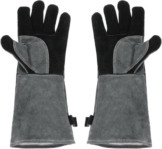 QeeLink Lashandschoenen, hitte- en slijtvast, gevoerd, leer, vuurvaste naden, voor lassen/open haarden/grill/tuinieren QeeLink Lashandschoenen, hitte- en slijtvast, gevoerd, leer, vuurvaste naden, voor lassen/open haarden/grill/tuinieren