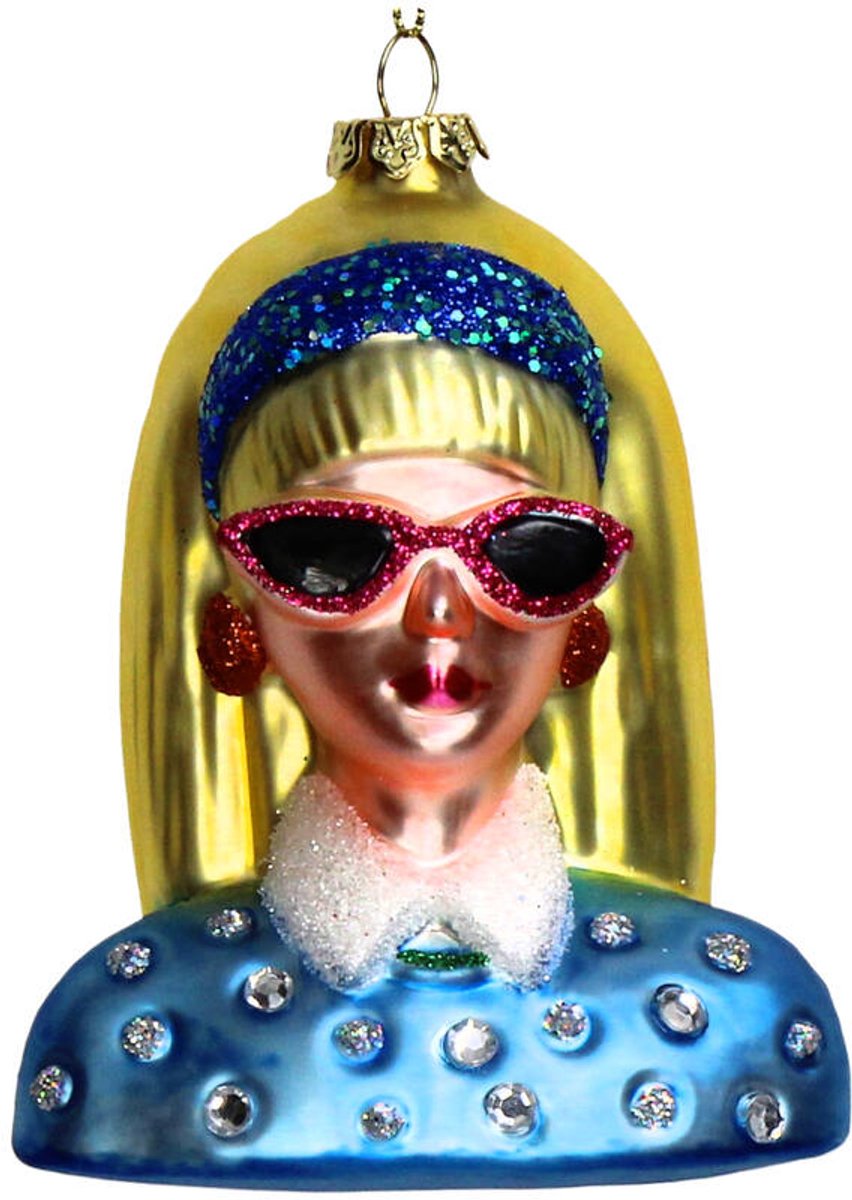 HD Collection glazen kerst ornament kersthanger blonde dame 11.4 cm