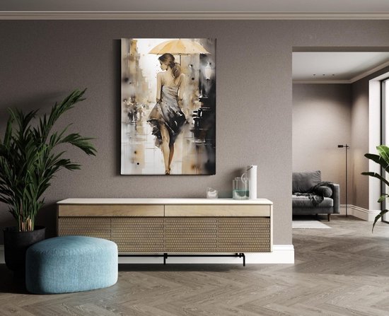 Canvas Schilderij Vrouw - Abstracte kunst - Wanddecoratie - 120x80x2 cm