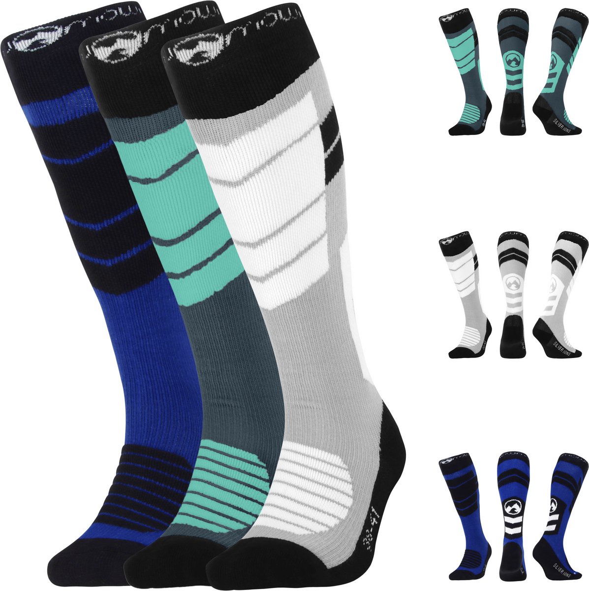 MowMow Skisokken – Antibacterieel Heren Dames 43-46 Zilverionen 3-pack