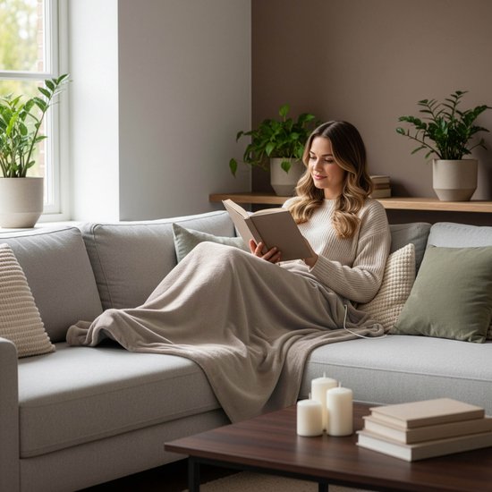 Inventum HB185T elektrische verwarmde bovendeken 180x130 cm - Eenpersoons - 4 warmtestanden - Uitwasbaar - Automatische uitschakeling - Fleece - Taupe