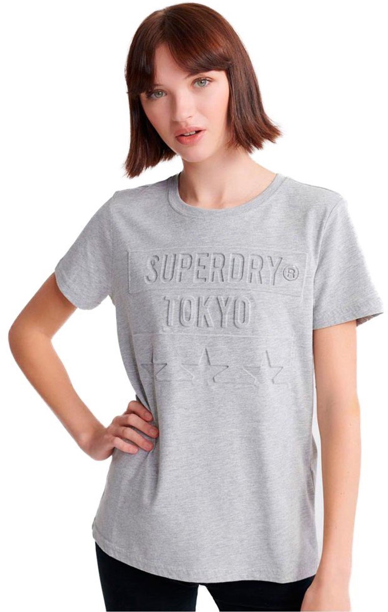 Superdry Tokyo Stars Embossed T-shirt Met Korte Mouwen M Vrouw Grijs